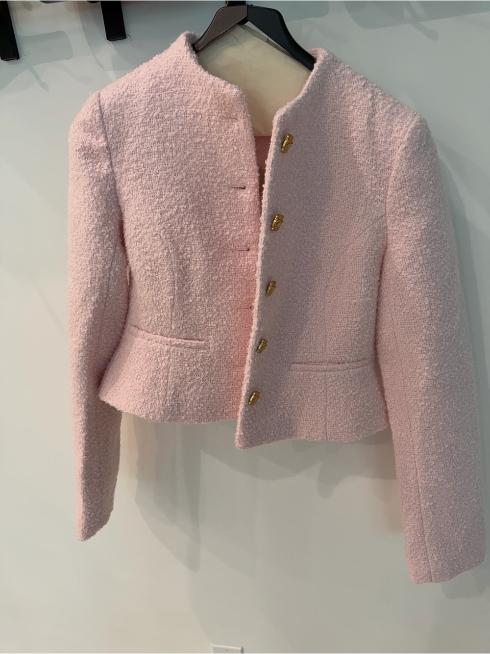 Meshki Pale Pink Bouclé Button Jacket with Gold Hardware - Picture 4 of 7